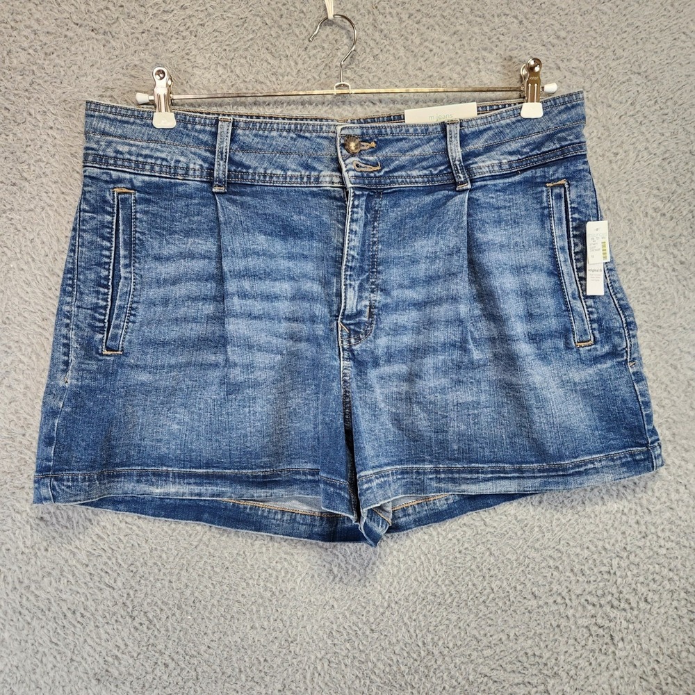 Maurice's M Jeans Shorts Womens 18 A-Line Shortie High Rise Stretch Medium Wash‎